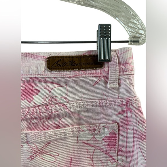 Vintage pink denim floral butterfly cotton crop pants - Picture 5 of 7